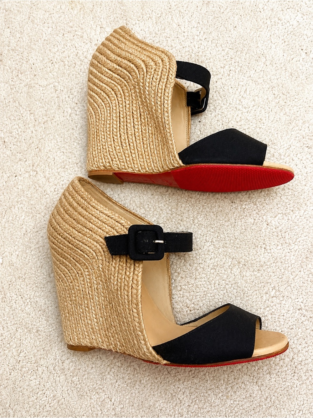 Christian Louboutin Panier 120 Espadrille Wedge Luxury Sandals EUC Size 38